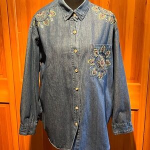 Vintage Fortune by Stan Denim “Line Dancing” Shirt with Embroidery Size Large